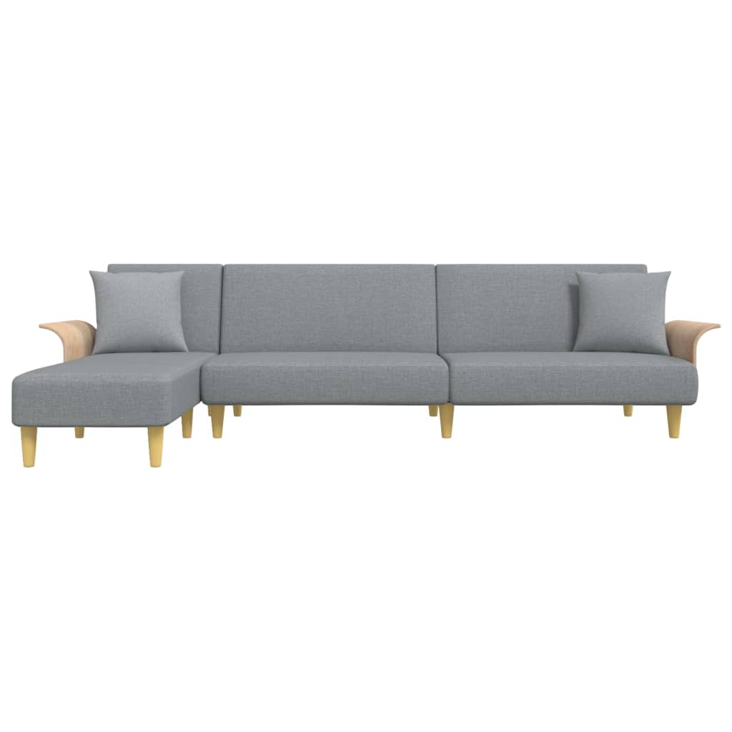 Sofá cama en forma de L tela gris claro 279x140x70 cm