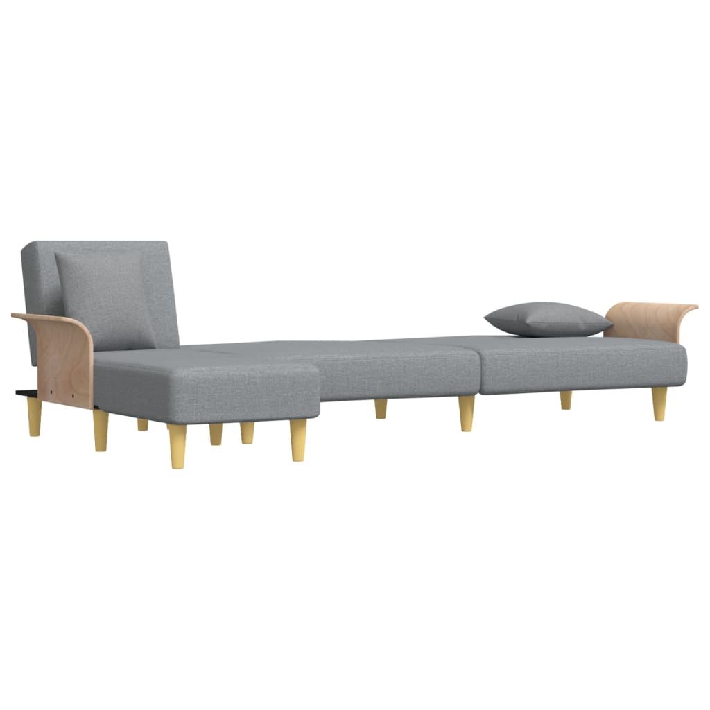 Sofá cama en forma de L tela gris claro 279x140x70 cm