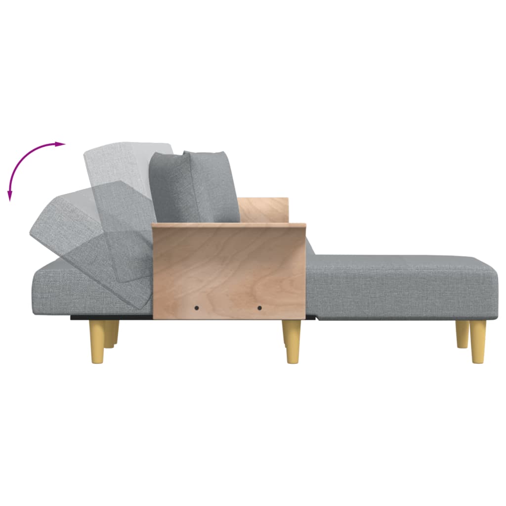 Sofá cama en forma de L tela gris claro 279x140x70 cm
