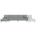 Sofá cama en forma de L tela gris claro 279x140x70 cm