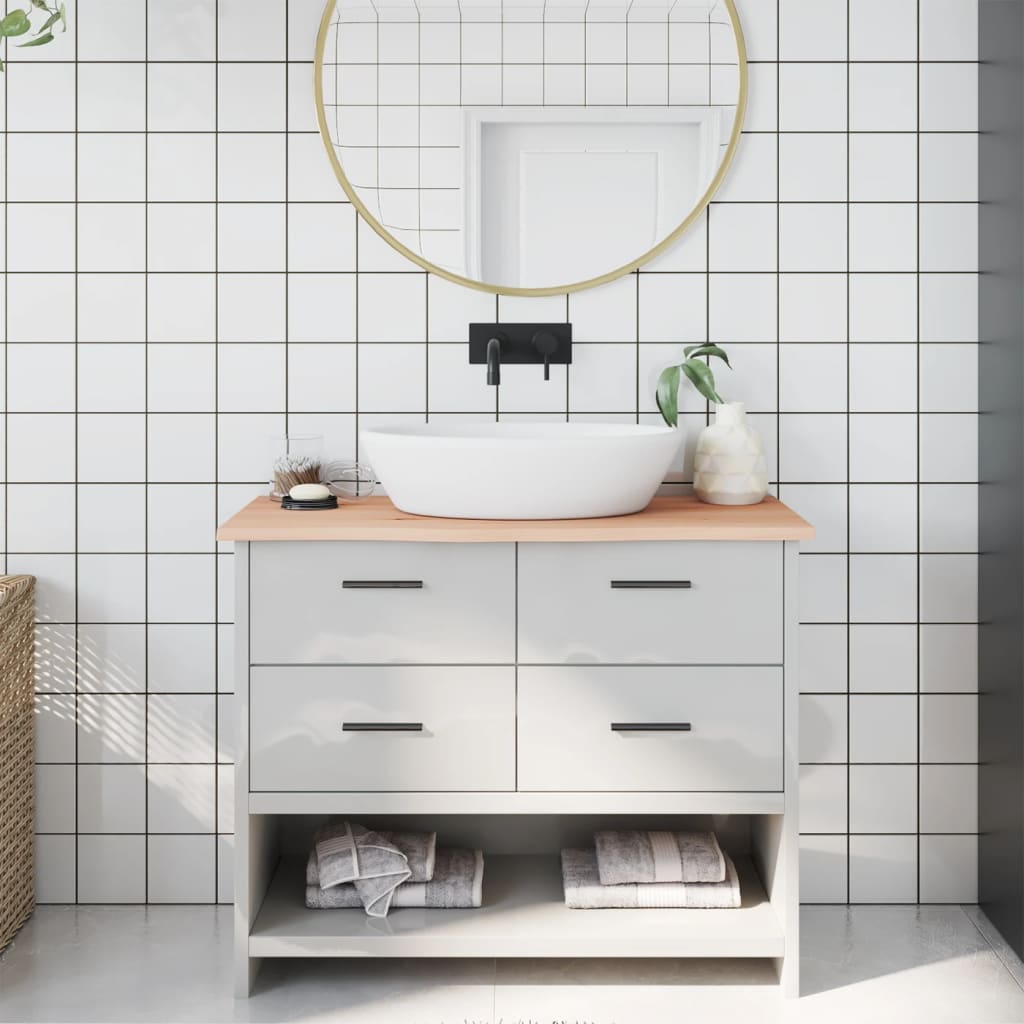 Encimera de baño madera maciza de haya 100x50x1,5 cm