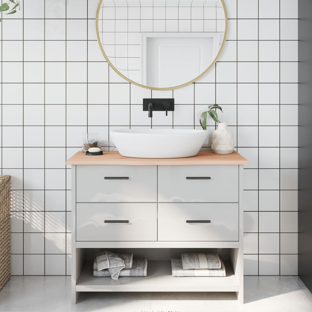 Encimera de baño madera maciza de haya 100x50x1,5 cm