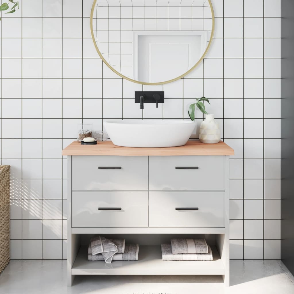 Encimera de baño madera maciza de haya 100x50x1,5 cm