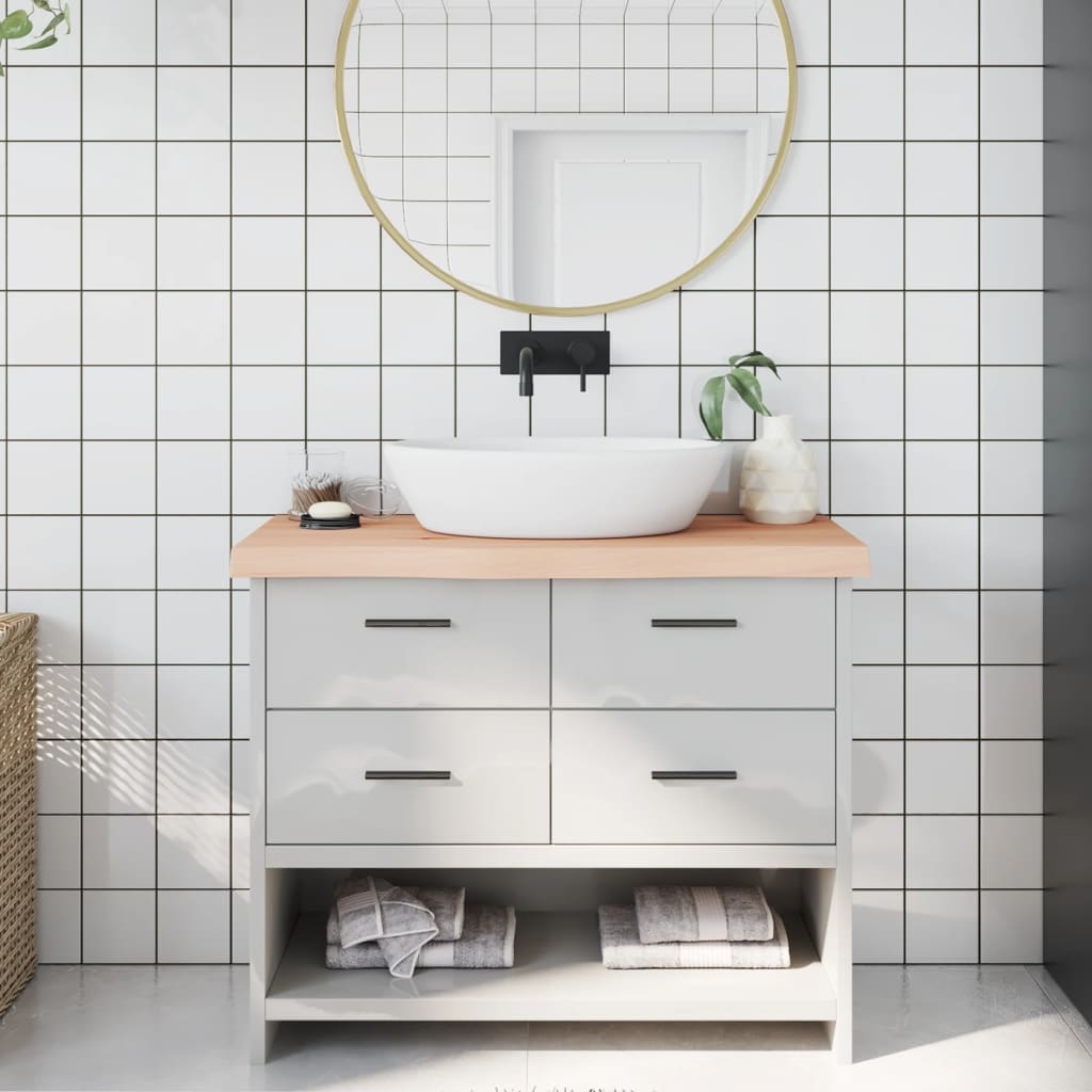 Encimera de baño madera maciza de haya 100x50x1,5 cm