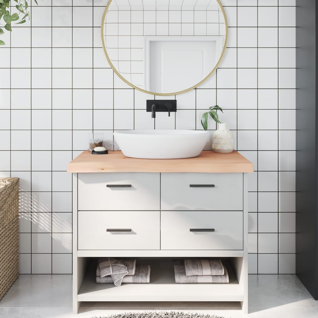 Encimera de baño madera maciza de haya 100x50x1,5 cm