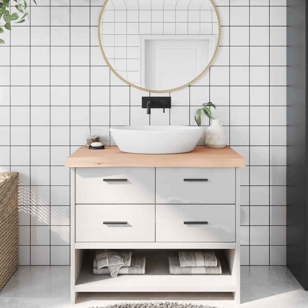 Encimera de baño madera maciza de haya 100x50x1,5 cm