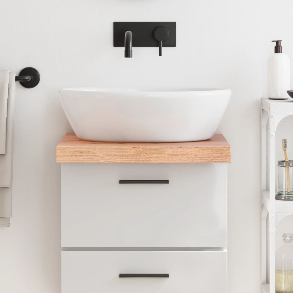 Encimera baño madera maciza tratada marrón claro 100x30x(2-4)cm