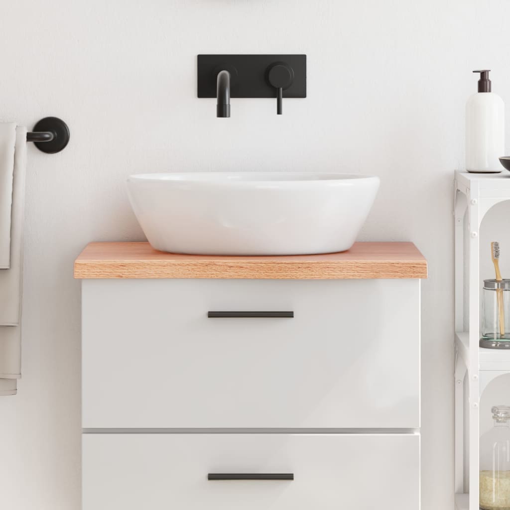 Encimera baño madera maciza tratada marrón claro 100x30x(2-4)cm