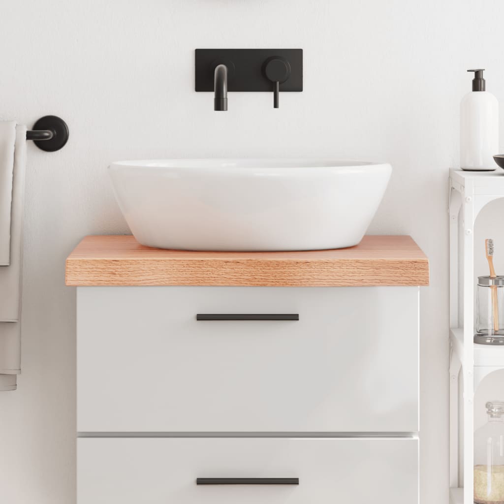 Encimera baño madera maciza tratada marrón claro 100x30x(2-4)cm