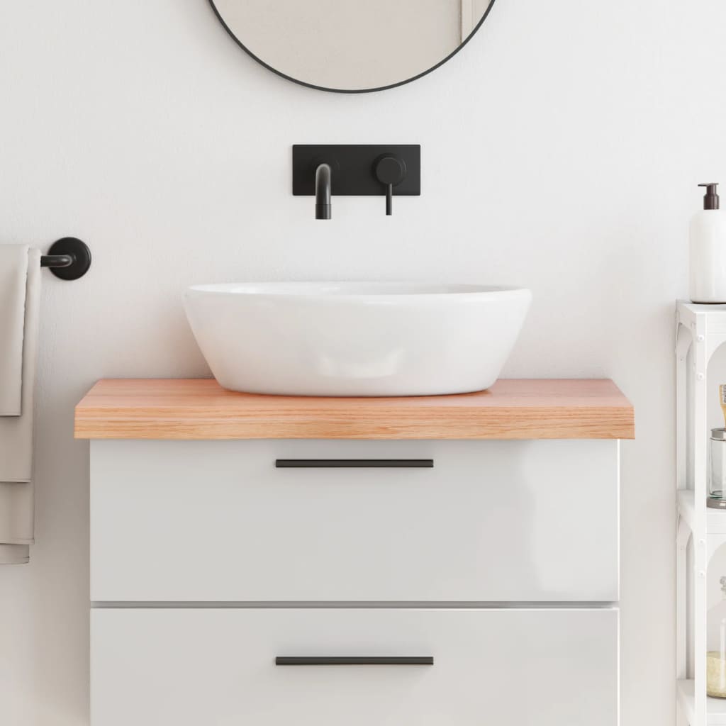 Encimera baño madera maciza tratada marrón claro 100x30x(2-4)cm
