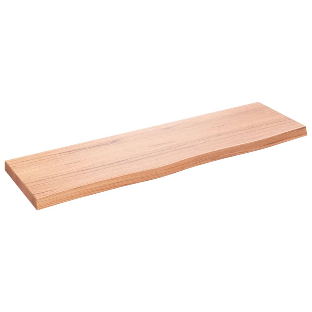 Encimera baño madera maciza tratada marrón claro 100x30x(2-4)cm