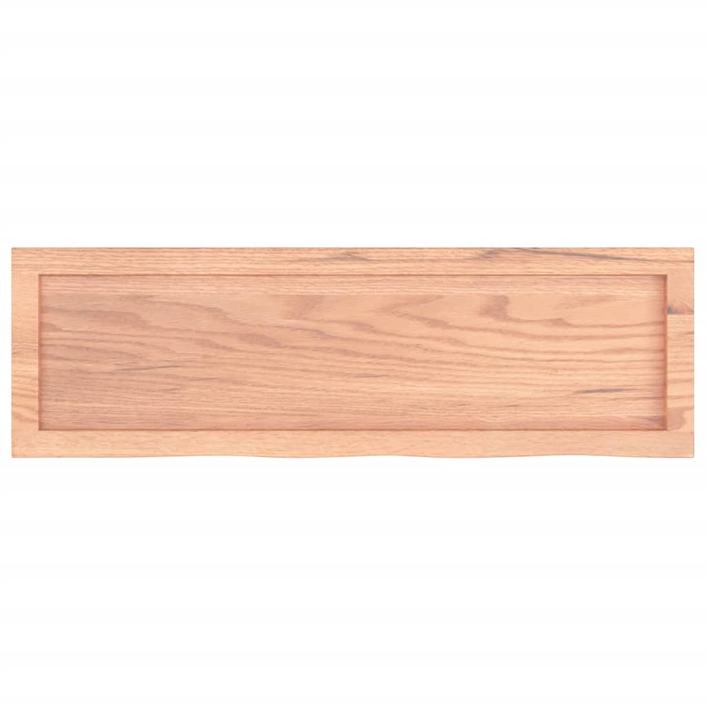 Encimera baño madera maciza tratada marrón claro 100x30x(2-4)cm