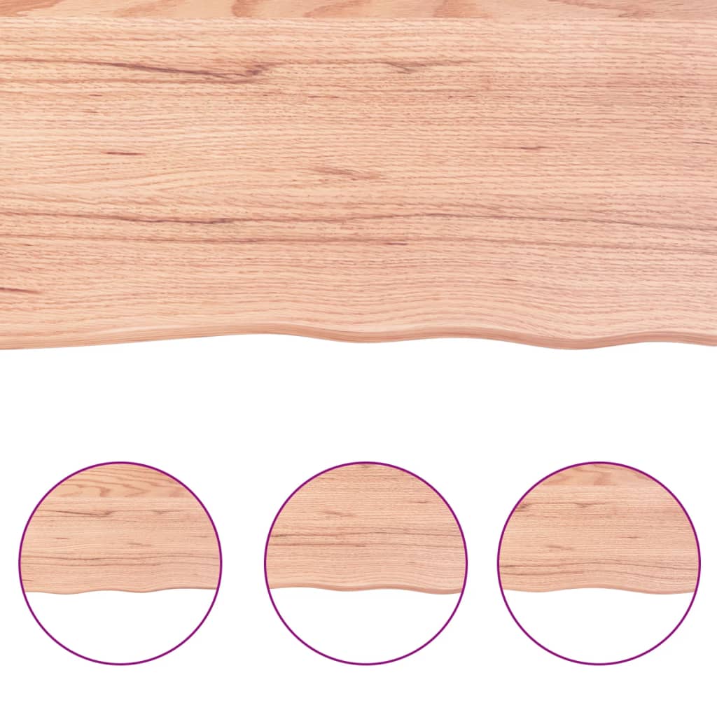 Encimera baño madera maciza tratada marrón claro 100x30x(2-4)cm