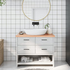Encimera baño madera maciza tratada marrón claro 100x30x(2-4)cm