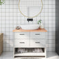 Encimera baño madera maciza tratada marrón claro 100x30x(2-4)cm