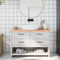 Encimera baño madera maciza tratada marrón claro 100x30x(2-4)cm