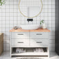 Encimera baño madera maciza tratada marrón claro 100x30x(2-4)cm