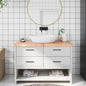 Encimera baño madera maciza tratada marrón claro 100x30x(2-4)cm