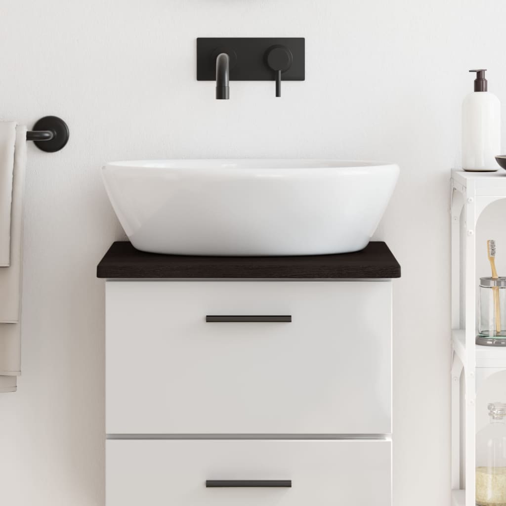 Encimera baño madera maciza tratada marrón claro 100x30x(2-4)cm