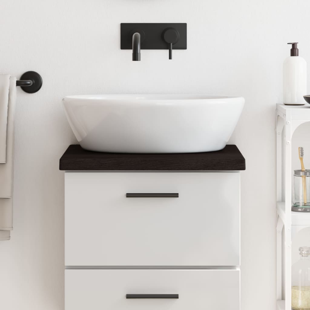 Encimera baño madera maciza tratada marrón claro 100x30x(2-4)cm