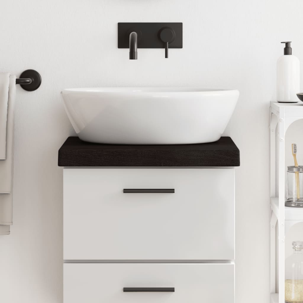 Encimera baño madera maciza tratada marrón claro 100x30x(2-4)cm