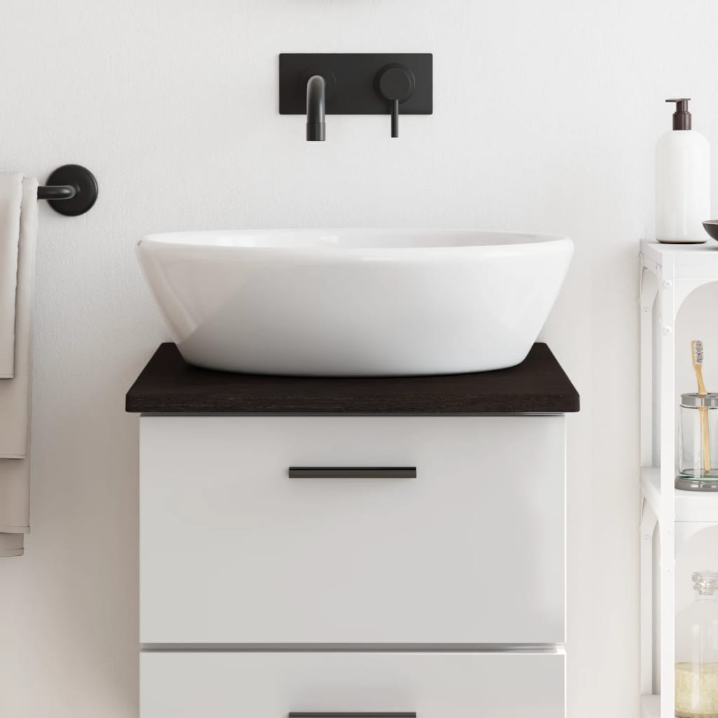 Encimera baño madera maciza tratada marrón claro 100x30x(2-4)cm
