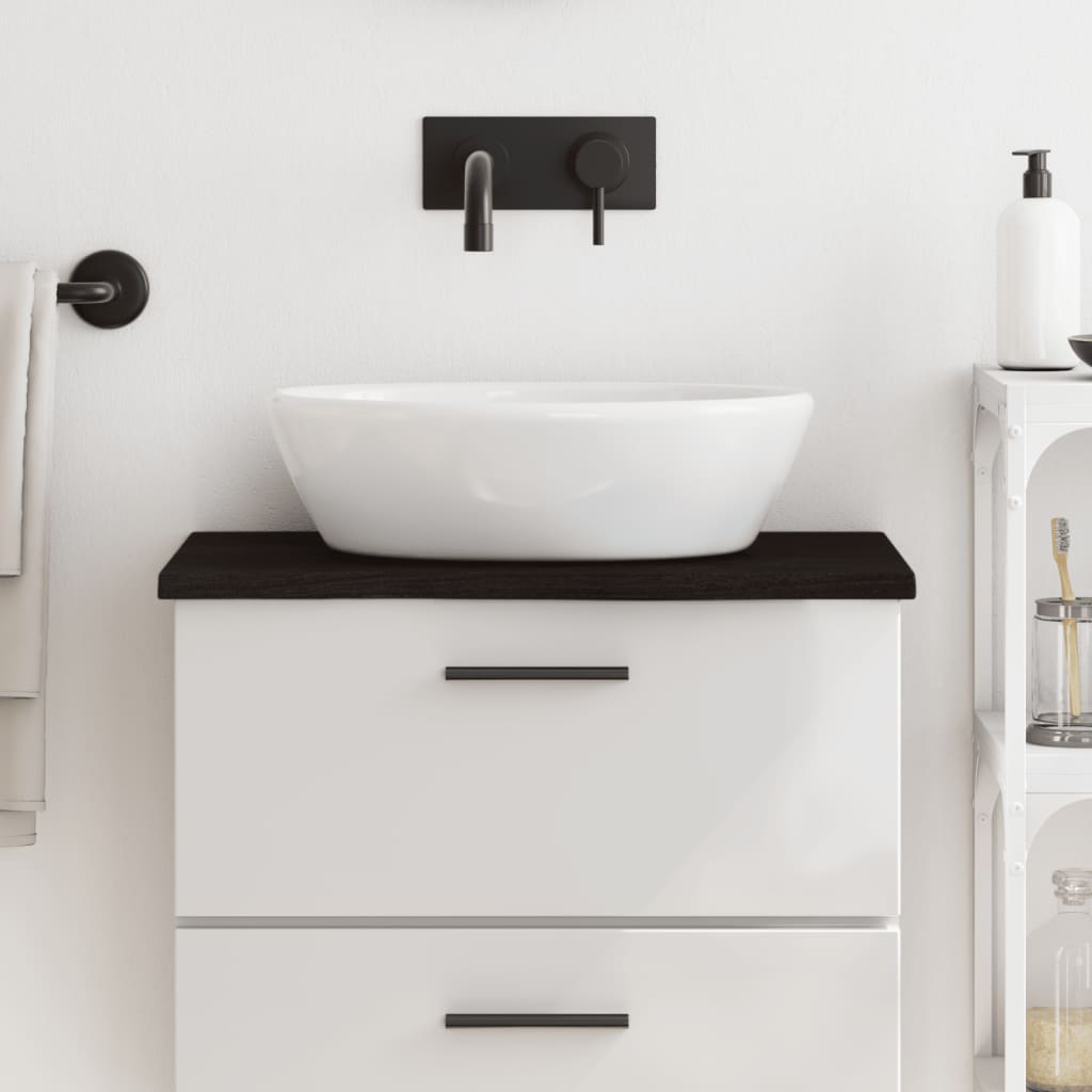 Encimera baño madera maciza tratada marrón claro 100x30x(2-4)cm