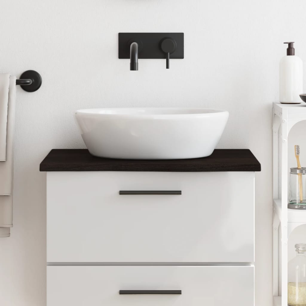 Encimera baño madera maciza tratada marrón claro 100x30x(2-4)cm