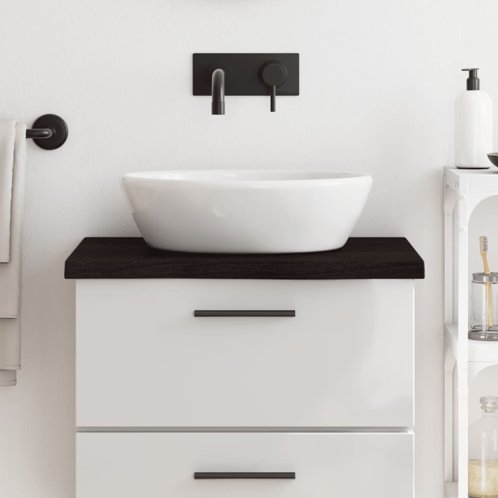 Encimera baño madera maciza tratada marrón claro 100x30x(2-4)cm