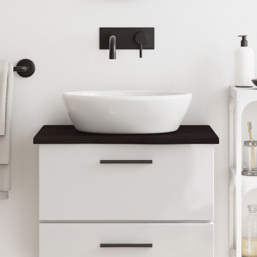Encimera baño madera maciza tratada marrón claro 100x30x(2-4)cm