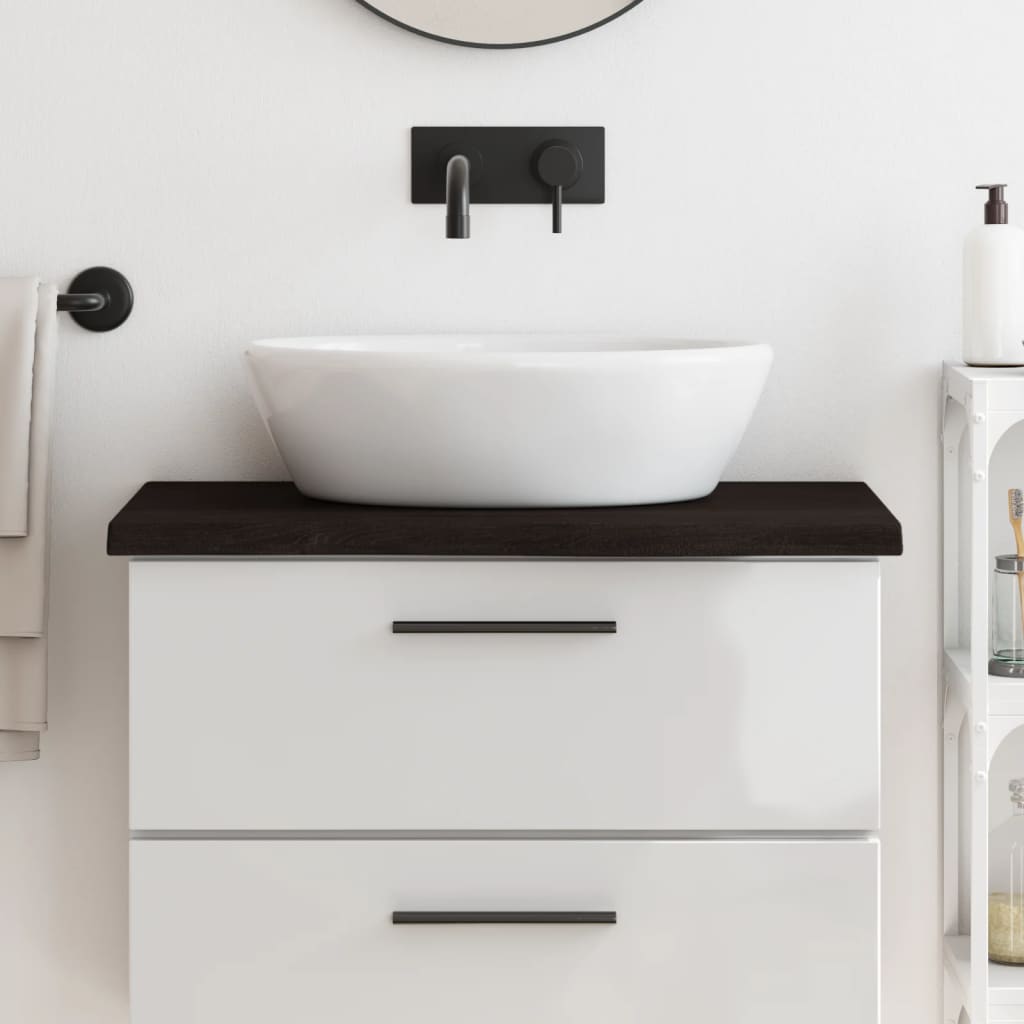 Encimera baño madera maciza tratada marrón claro 100x30x(2-4)cm