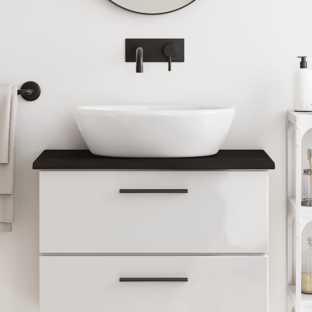 Encimera baño madera maciza tratada marrón claro 100x30x(2-4)cm