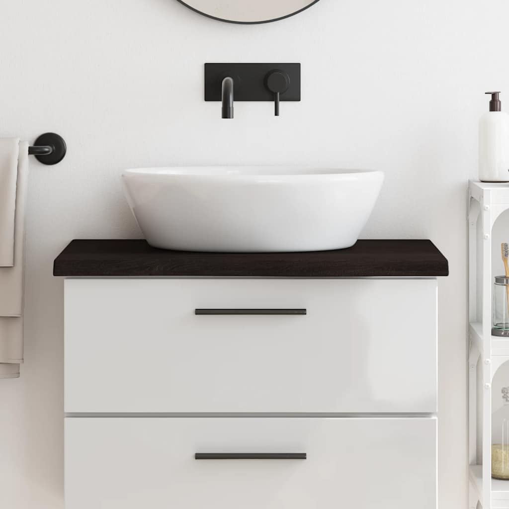 Encimera baño madera maciza tratada marrón claro 100x30x(2-4)cm