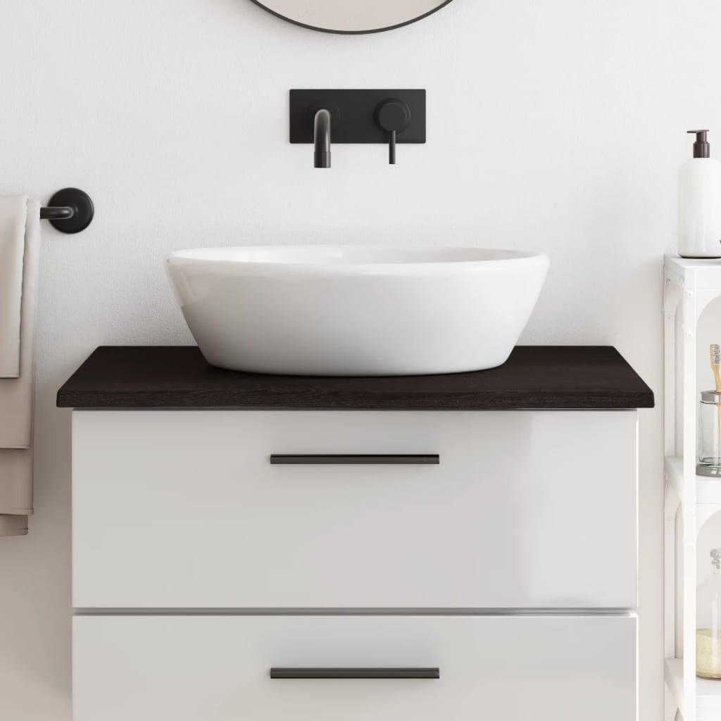 Encimera baño madera maciza tratada marrón claro 100x30x(2-4)cm