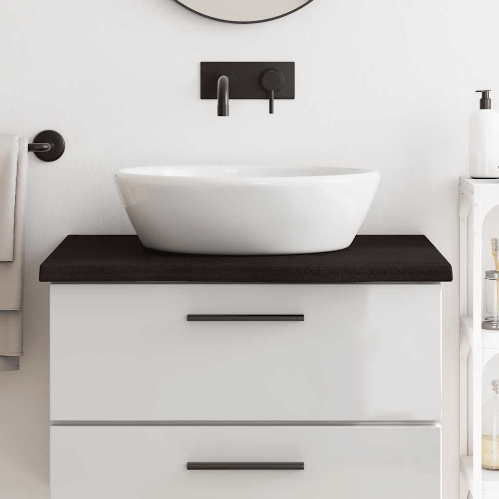 Encimera baño madera maciza tratada marrón claro 100x30x(2-4)cm