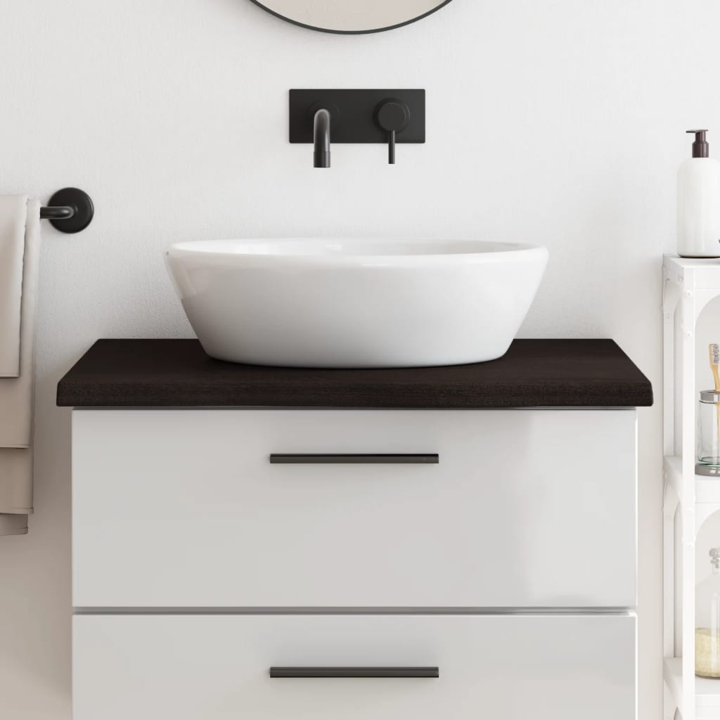 Encimera baño madera maciza tratada marrón claro 100x30x(2-4)cm