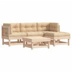 Juego de muebles de jardín 5 piezas y cojines madera maciza