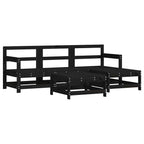 Juego de muebles de jardín 5 pzas y cojines madera maciza negro