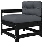 Juego de muebles de jardín 5 pzas y cojines madera maciza negro