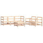 Juego de muebles de jardín 6 piezas y cojines madera maciza
