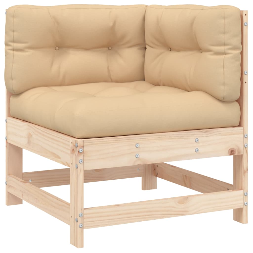 Juego de muebles de jardín 6 piezas y cojines madera maciza
