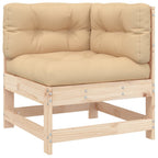 Juego de muebles de jardín 6 piezas y cojines madera maciza