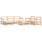 Juego de muebles de jardín 7 piezas y cojines madera maciza