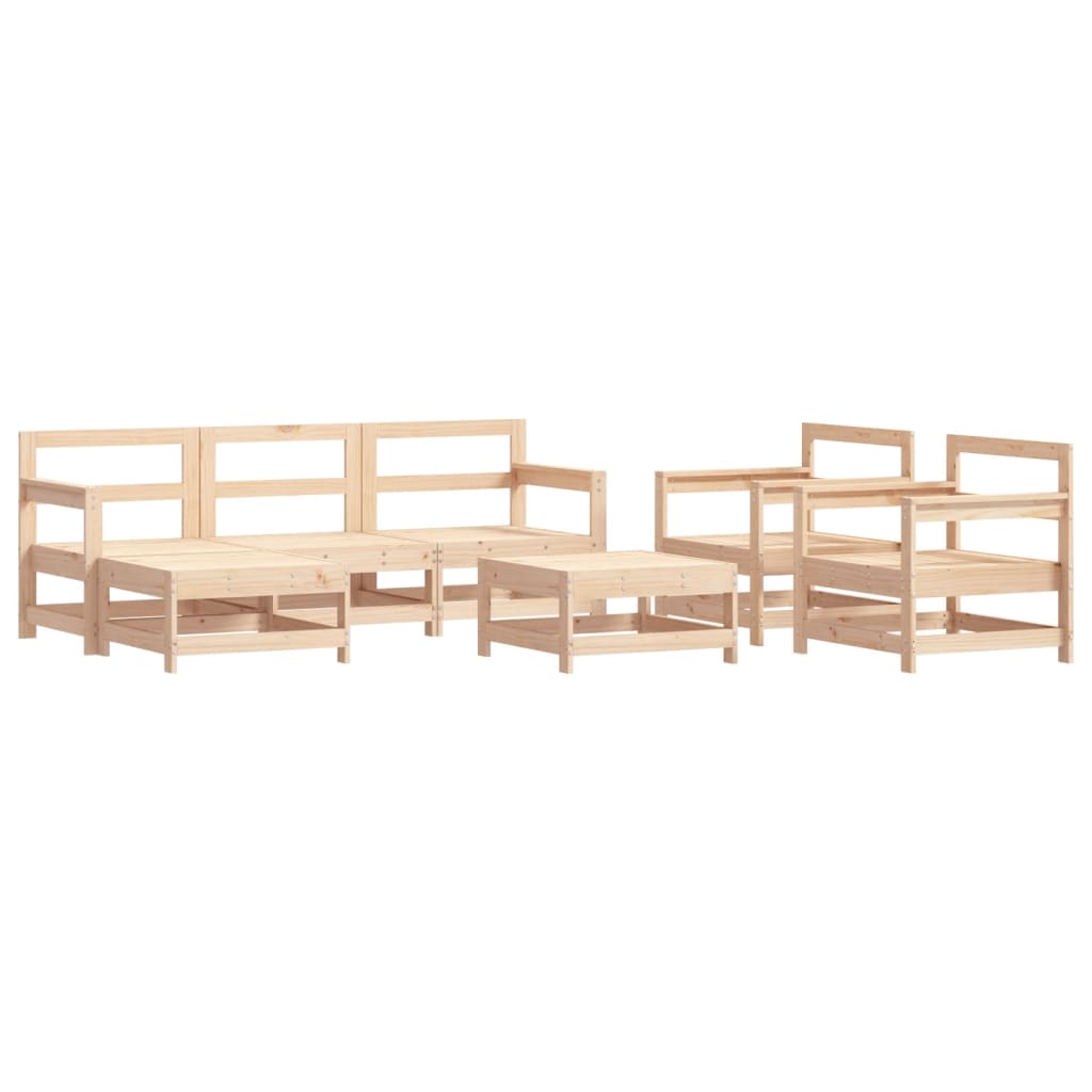 Juego de muebles de jardín 7 piezas y cojines madera maciza