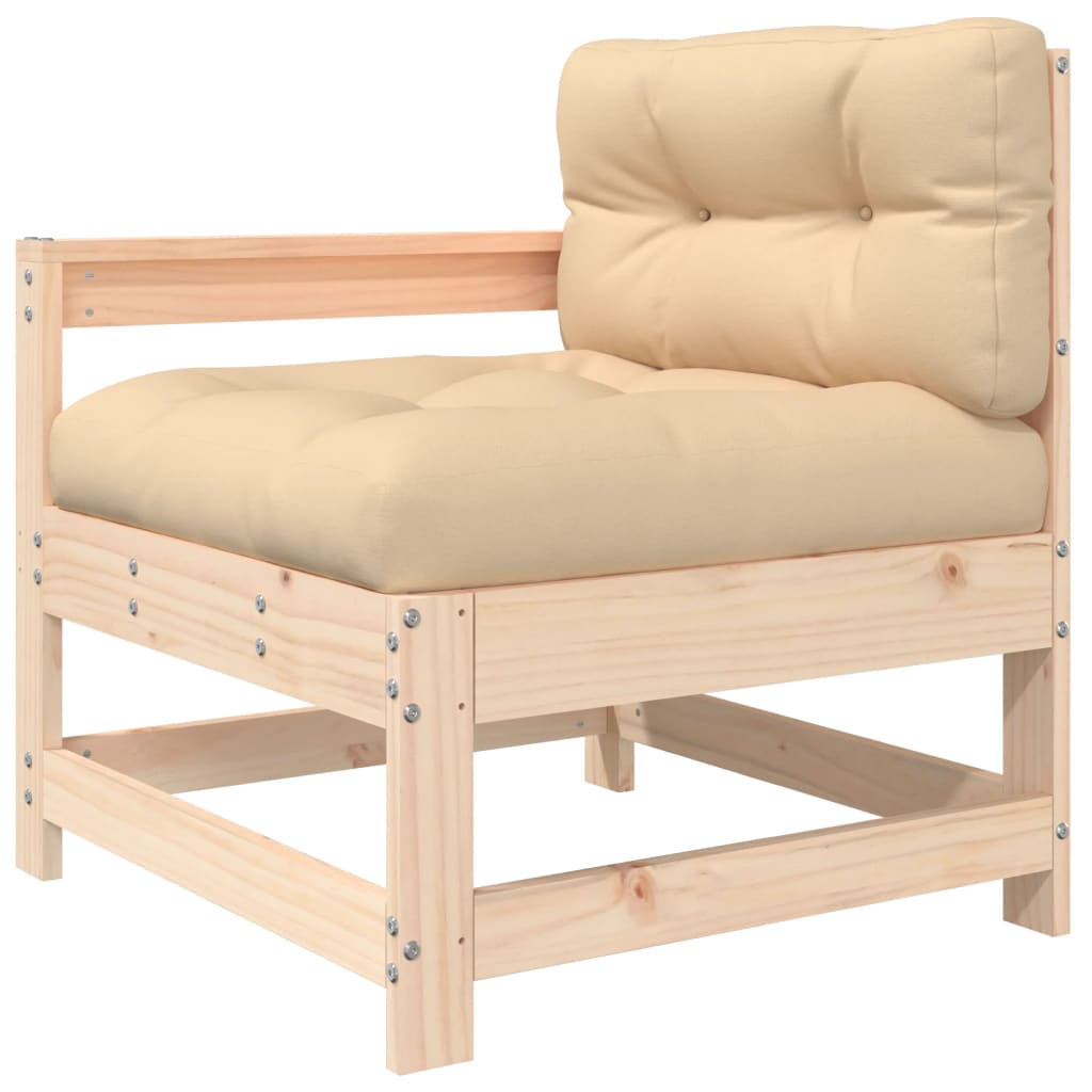 Juego de muebles de jardín 7 piezas y cojines madera maciza