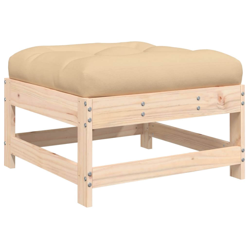 Juego de muebles de jardín 7 piezas y cojines madera maciza