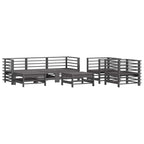 Juego de muebles de jardín 7 pzas y cojines madera maciza gris