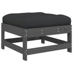 Juego de muebles de jardín 7 pzas y cojines madera maciza gris