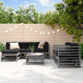 Juego de muebles de jardín 7 pzas y cojines madera maciza gris