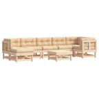 Juego de muebles de jardín 8 pzas y cojines madera maciza
